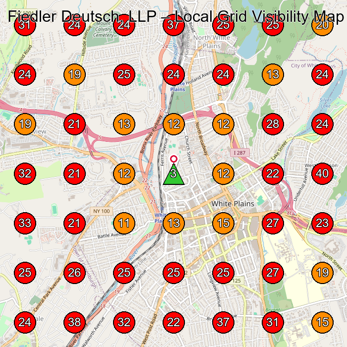Fiedler Deutsch, LLP GeoGrid visibility map for Personal Injury Attorney in White Plains